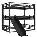 Full Over Full Over Full Bunk Bed with Slide