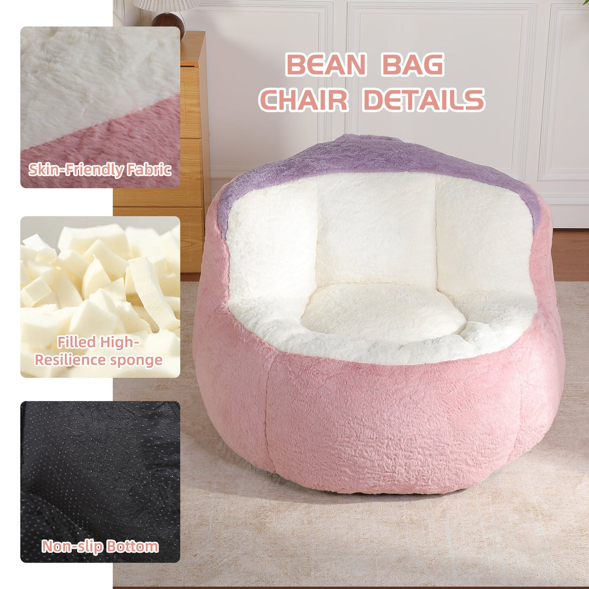 Oversized Multicolor Faux Fur Bean Bag Chair, photo 5 of 10