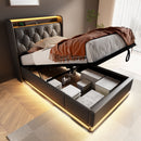 Upholstered Bed, 360 Surround LED Function, Remote Control, Hydraulic Storage Bed With USB, Type-C Charging (Without Mattress) by HouseOfZazla