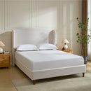 Hannah - Upholstered Wingback Bed Size / Tall Headboard Upholstered King Bed / Premium Textured Look / Minimalist Designs / No Box Spring Needed by HouseOfZazla