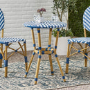 French Bistro Table Outdoor Elegance - White / Blue by HouseOfZazla