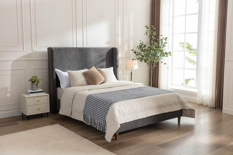 Walker Edison | Velvet Tall 54" Headboard Upholstered Queen Bed