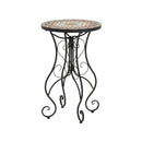 Round Ceramic Outdoor Side Table, Colorful + Black by HouseOfZazla