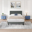 Modern Upholstered Platform Bed Frame With Button Tufted Fabric Headboard by HouseOfZazla