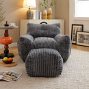 Giant Bean Bag Chair With Armrests And Footstool by HouseOfZazla