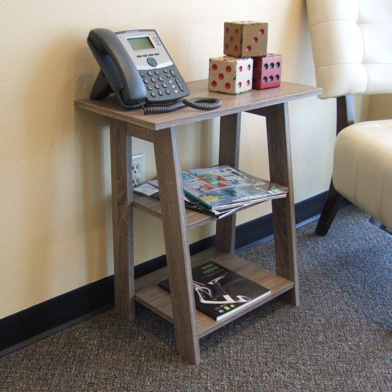 24"H Gray Rustic Side Table (Ladder Side Table)