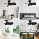 23" Bedroom Ceiling Fan With 3 Color Dimmable 3 ABS Blades Remote Control Dc Motor With 18W Led Light by Unique Piece Furniture
