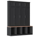 Farmhouse Hall Tree with 4 Hidden Hanging Hooks and Storage Bench by HouseOfZazla