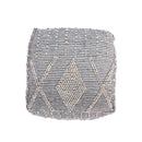Diamond - Handcrafted Faux Yarn Pouf - Ivory / Gray by HouseOfZazla