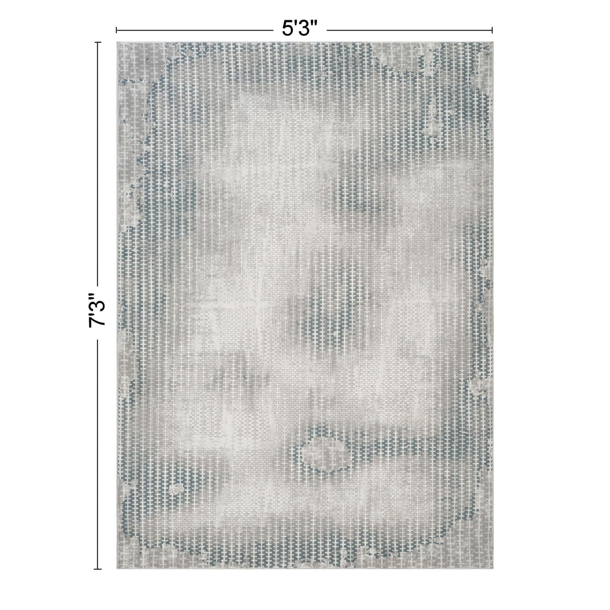 Geometrix - 5'3" X 7'3" Area Rug, Geometric 3D Effect - Ivory / Gray, photo 5 of 6