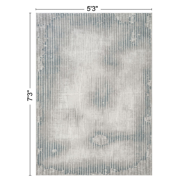 Geometrix - 5'3" X 7'3" Area Rug, Geometric 3D Effect - Ivory / Gray, photo 5 of 6
