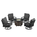 Black Aluminum Fire Table Set with Four Club Chairs