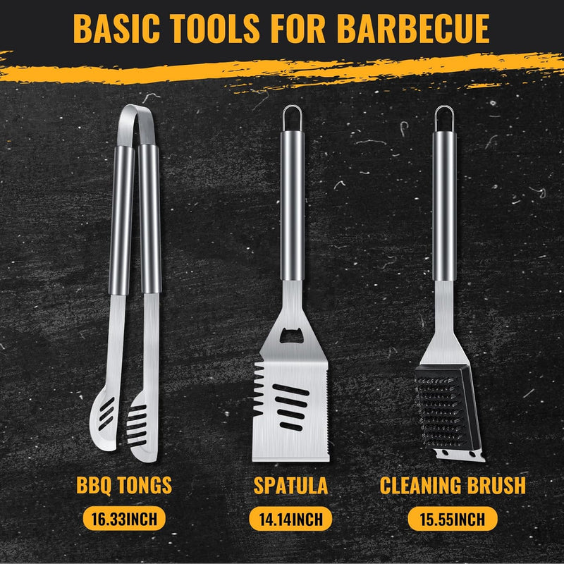 BBQ Tool Grilling Accessories, 16-Inch Stainless Steel BBQ Grill Tools