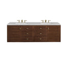James Martin Amberly 72" Dual Mount Double Bathroom Vanity, Mid-Century Walnut