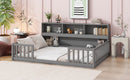 Floor Bed With Side Bookcase, Shelves, Guardrails by HouseOfZazla