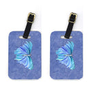 Butterfly on Slate Blue Luggage Tag