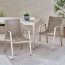 Outdoor Modern Aluminum Dining Chair Set With Rope Sea (Set of 2)