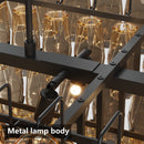 54-Inch Black Rectangular 12-Light Smoke Glass Chandelier