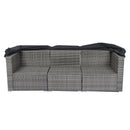 7-Piece Patio Furniture Set w/Retractable Canopy Wicker Rattan Sectional Sofa Set Patio Furniture with Washable Cushions for Lawn, Garden, Backyard, Poolside Grey wicker + Black Cushion