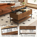 Rectangle Lift Top Coffee Table With Hidden Storage And Lower Shelf - Brown by HouseOfZazla