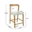 Solid Rubber Wood Counter Stools (Natural Oak + Beige) Set of 2 by HouseOfZazla