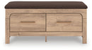 Kinlanni - Bedroom Upholstered Storage Bench - Tan / Brown