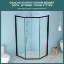 Diamond Shaped Corner Shower Door, Inward Sliding, Stainless Steel Frame by HouseOfZazla