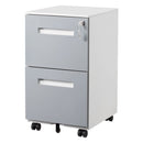 3 Drawer Mobile Locking File Cabinet, Rolling Filing Cabinet For Letter / A4 Size With 5 Wheels - Gray by Unique Piece Furniture