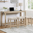 4 Piece Bar Table Set with Power Outlet,Bar Table Set with Chairs,Sofa Bar Table with Stools,Behind Couch Table with 3 Padded Stools for Living Room,Dining room, Light Oak by Montret