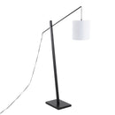 Arturo Contemporary Floor Lamp in Black Wood and Black Steel with White Fabric Shade