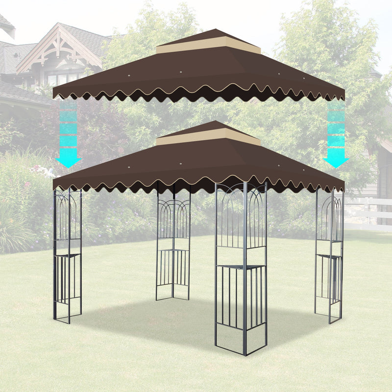 10x10 Ft Outdoor Patio Gazebo Replacement Canopy - Brown, photo 2 of 10
