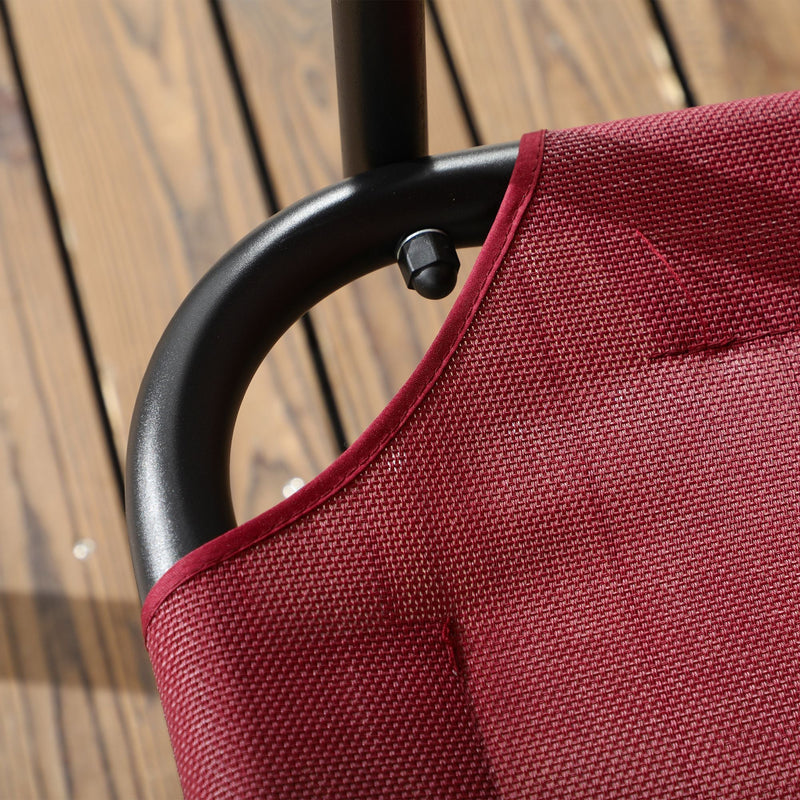 3-Person Porch Swing Bench with Stand & Adjustable Canopy, Armrests, Steel Frame for Outdoor, Garden, Patio, Porch & Poolside, Wine Red