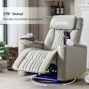 270° Power Swivel Recliner Home Theater Chair With Hidden Arm Storage, LED Light, Cup Holder, And Tray Table by HouseOfZazla