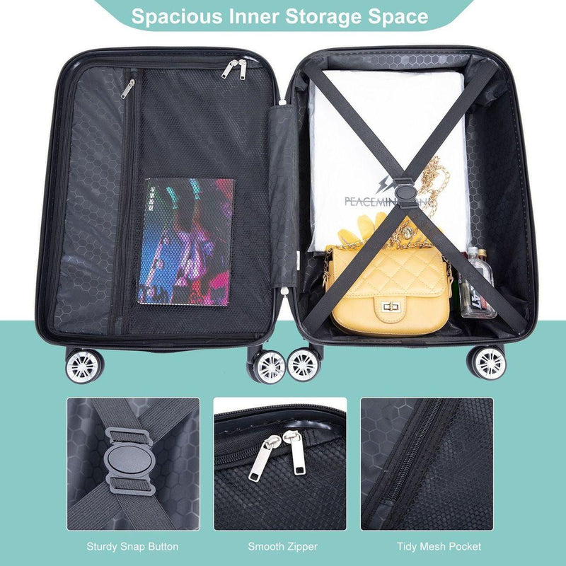 2Piece Luggage Sets ABS Lightweight Suitcase, Spinner Wheels, (20/14) LIGHT BLUE