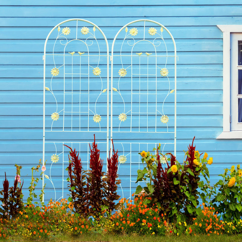 2 Pack Metal Garden Trellis 71" x 19.7" Rustproof Trellis for Climbing Plants Outdoor Flower Support White