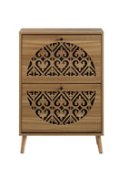 Japandi Narrow Shoe Cabinet with 2 Flip Drawers