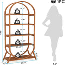 Arched 5 Tier Open Bookshelf For Office - Brown