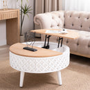 Round Coffee Table With Storage - White / Light Oak by Unique Piece Furniture