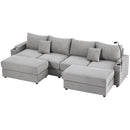 Modern Style Loveseat Sofa Sectional Sofa Couch With Storage Space, A Movable Ottoman, Two USB Ports, Two Cup Holders, A Phone Holder For Living Room by HouseOfZazla