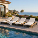 Black Iron and Teak Finish Chaise Lounge Set