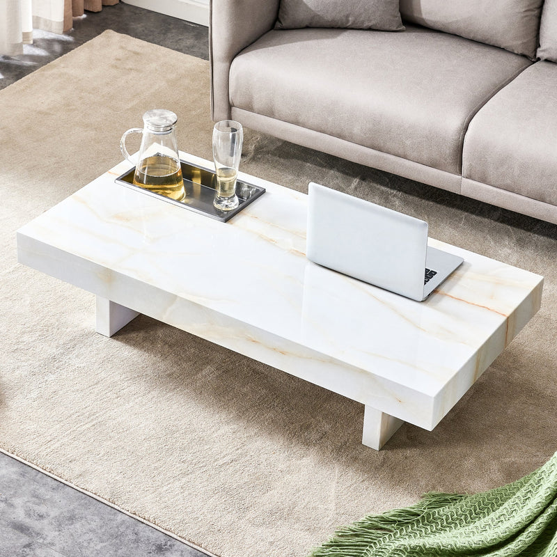 A modern and practical coffee table with imitation marble patterns, made of MDF material. The fusion of elegance and natural fashion 47.2"x 23.6"x 12 "