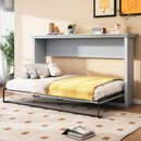 Twin Size Murphy Bed With Cabinet Storage - Gray by HouseOfZazla
