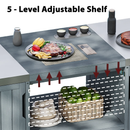 K&K 66.5' Outdoor Kitchen Island for Big Green Egg Grills, Solid Wood Outdoor Grill Cart for Tabletop Grill with Stainless Steel Top, Drawer, Compatible with Large Big Green Egg, Kamado Joe- Grey Blue by Montret
