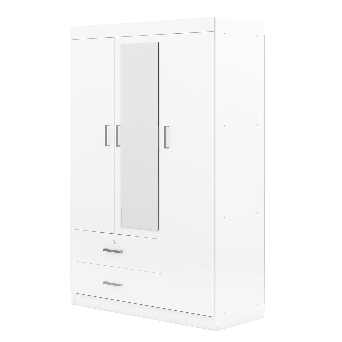 3-Door Mirror Wardrobe with Shelves, White, photo 6 of 10