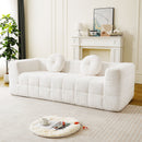 Boneless 3 Seater Sofa With Circular Throw Pillows - Beige by HouseOfZazla