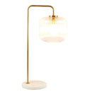 Haven - Clear Table Lamp, Button Control - Gold / White / White Marble by HouseOfZazla