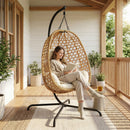 Set of 2 Egg Chairs with Stand - Patio Wicker Hanging Hammock Swing by HouseOfZazla