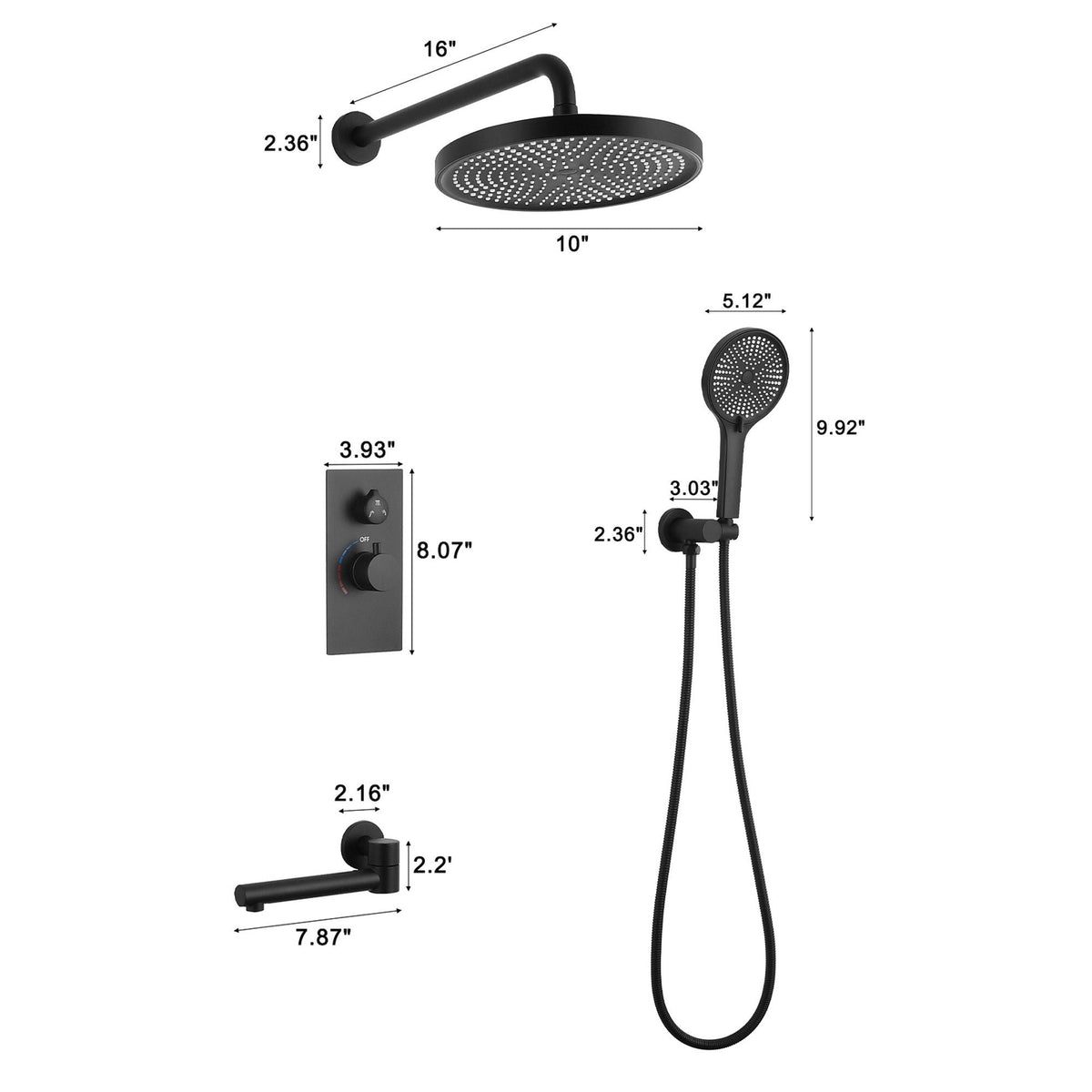 10" Shower System Set With Control Valve And Overhead Shower, photo 15 of 18