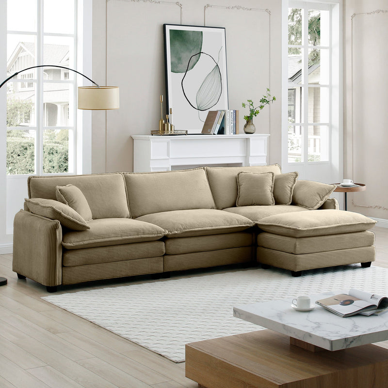 Walker Edison | Corduroy Cloud Couch with Ottoman