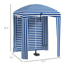 5.9' x 5.9' Portable Beach Umbrella, Ruffled Outdoor Cabana with Walls, Vents, Sandbags, Carry Bag, Blue & White Stripe